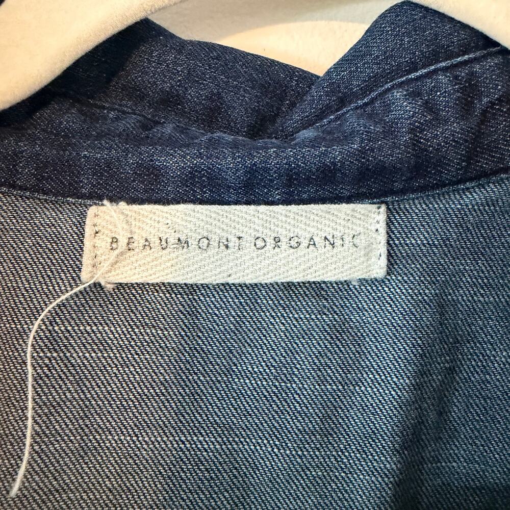 Beaumont Organic 100% Organic Cotton Denim Button Down Shirt Blouse Batwing Sz M - Picture 5 of 9